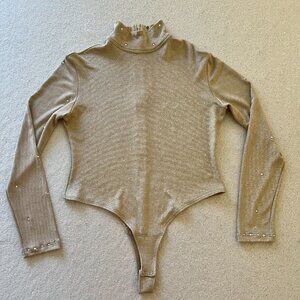 LAST CHANCE Vintage 1980s Golden Onesie Leotard Turtleneck for Holiday PARTIES